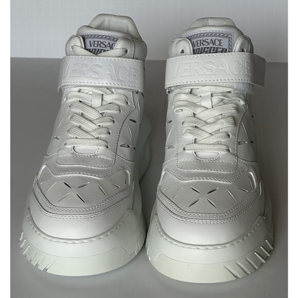 Versace Men\'s Laserata Leather Sneakers White 12.5 US (45.5) 1008964 NWT $1175 main image 12